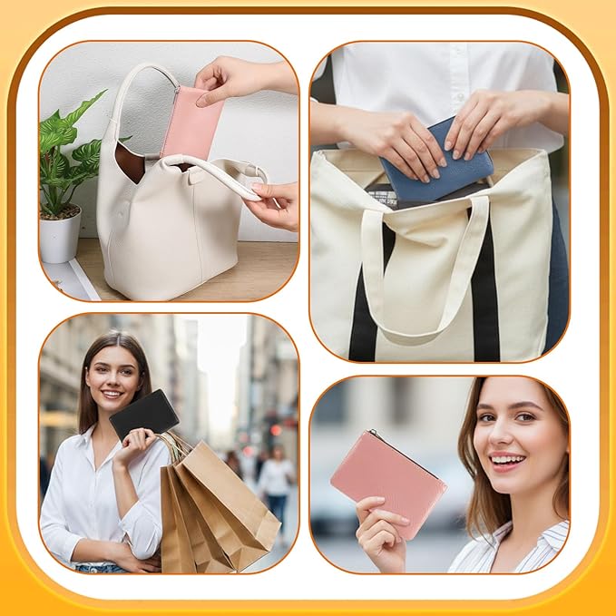 4 Pcs Small Coin Purse, Leather Change Purse with Zipper, Small Coin Purses Wallet Pouch Portable Coins Bag Change Purses for Men Women, Coins, Key