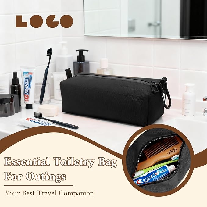 Small Toiletry Bag for Men, Travel Bag Waterproof and Foldable for Storage Mini Toiletry Bag Equipped With Carabiner for Easy Portability (black)