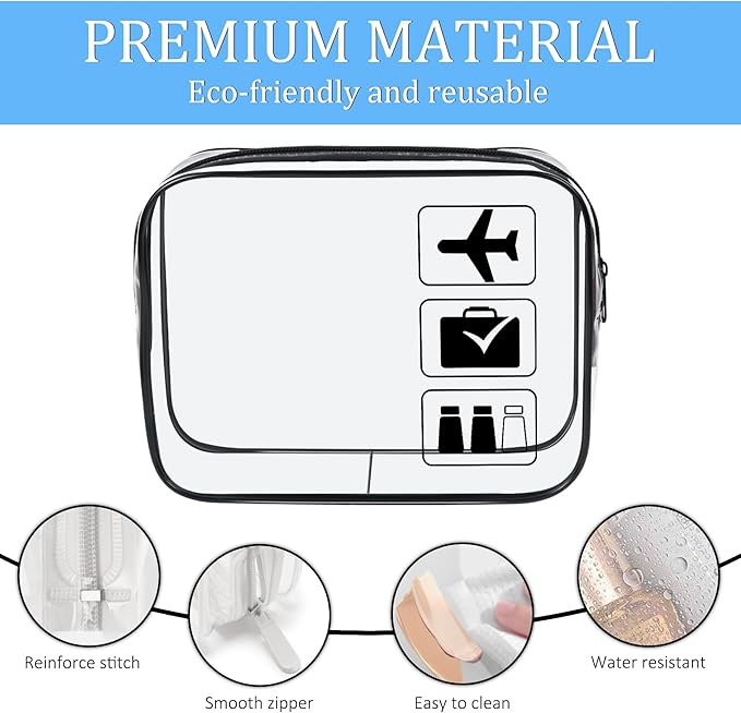 3Pcs TSA Approved Toiletry Bag, Clear Travel Toiletry Bag, Clear Makeup Bag, Waterproof Travel Makeup Cosmetic Bag, Carry On Airport Airline Quart Size Travel Bag for Women Men (Black+Pink+Blue)