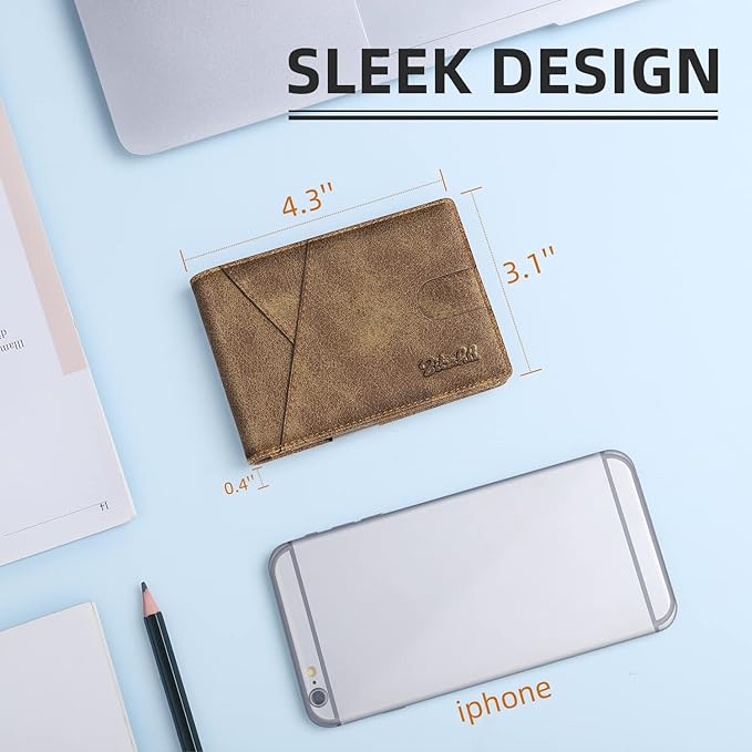 Zitahli Bifold Wallets for Men - Slim RFID Leather Credit Card Holder for 6-11 Cards, Minimalist Thin Wallet with ID Window & Cash Slot,Front Pockt Carteras Para Hombres, Birthday Gifts for Men | Slim, RFID Blocking, Premium, Front Pocket, Gift Box, Le...
