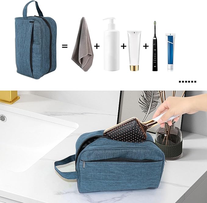 Travel Toiletry Bag - Durable Waterproof Material with Multi-Compartment Organization, Compact Size, Lightweight Portable Hanging Dopp Kit for Toiletries & Travel Accessories (blue)