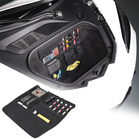 TOYCIDFG Front Trunk Organizer and Storage Bag Compatible with Corvette C8 2020-2025 Multi-Pocket Travel Waterproof and Heavy Duty Wall Mount