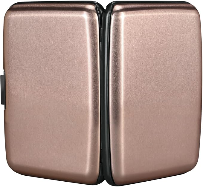 ELFISH RFID Blocking Credit Card Protector Aluminum ID Case Hard Shell Business Card Holders Metal Wallet for Men or Women（Champagne Gold