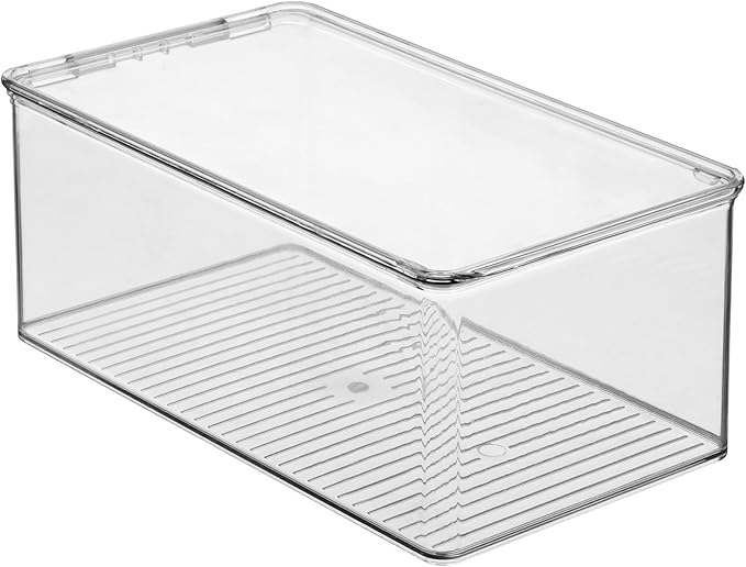 iDesign Stackable Shoe Box - Plastic Shoe Box with Hinged-Lid - Clear - Made in USA