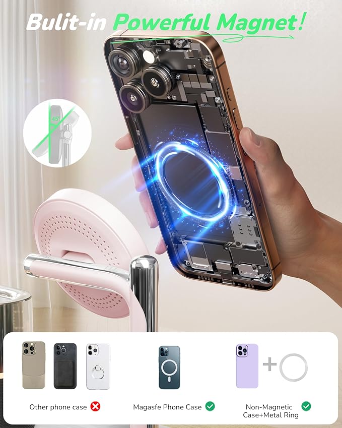 5 in 1 Wireless Charging Station,Alarm Clock with Night Light Magnetic Multiple Charger for iPhone 17/16/15/14/13/12 Pro Max,Apple Watch Series Air-Pods,Bedroom Charging Stand