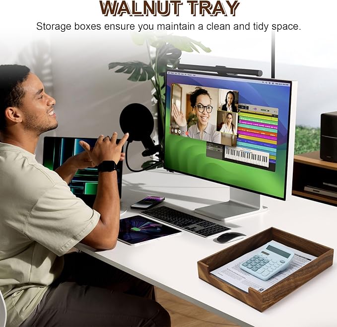 Buqoo Walnut Wood Desk Organizer Letter Tray