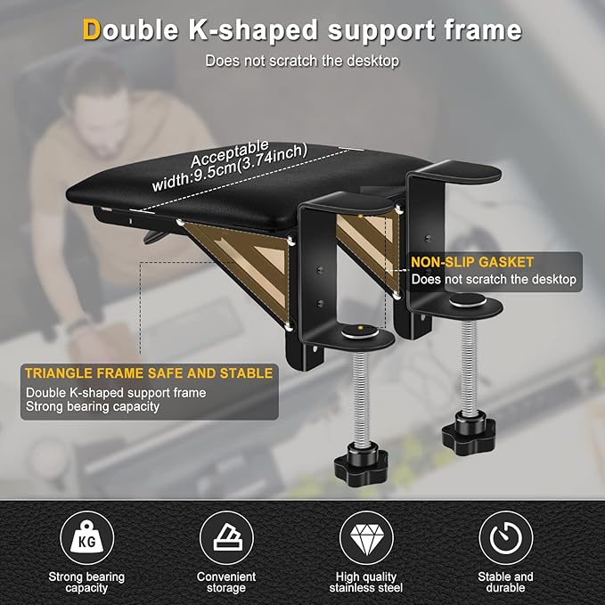 arm Rest for Desk Adjustable Arm Rest Support for arm Support for Computer Desk Ergonomic Desk Extender Rotating Mouse Pad Holder for Table Office Chair Desk