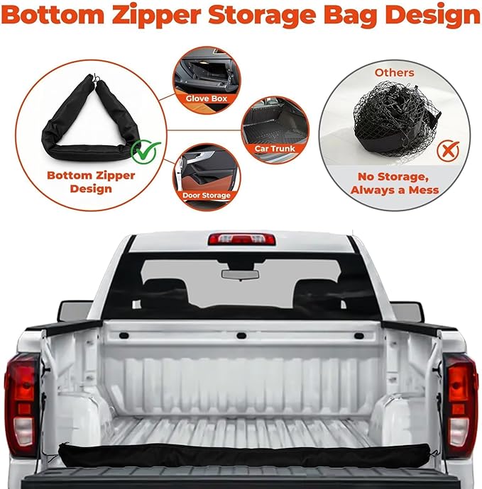 3-Layer Cargo Net for Chevrolet Colorado & GMC Canyon 2023-2026, Zoned Storage Truck Bed Net with Foldable Zippered Bottom Bag, Heavy-Duty Cargo Organizer Netting for Camping, Trips & Everyday Use