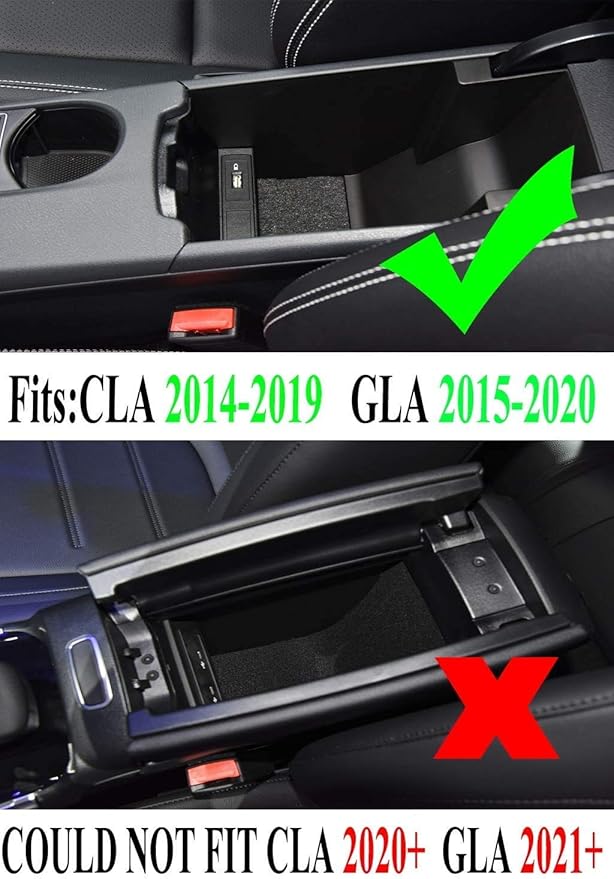 Vesul Center Console Organizer Compatible with 2014-2019 Mercedes-Benz Benz CLA-Class CLA45 AMG CLA250/2015-2020 GLA-Class GLA250 GLA45 AMG ABS Armrest Storage Tray Insert Box
