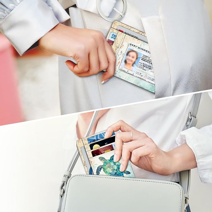 FINTIE Slim Minimalist Front Pocket Wallet, RFID Blocking Credit Card Holder Card Cases with ID Window for Men Women (Underwater World)