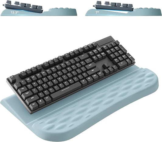 Laborio Keyboard Wrist Rest Stand for Desktop, 2 Angle Ergonomic Computer Keyboard Holder Stand, Key Board Riser with Wrist Support, Arm Rest for Office, Home, Desk(Blue)