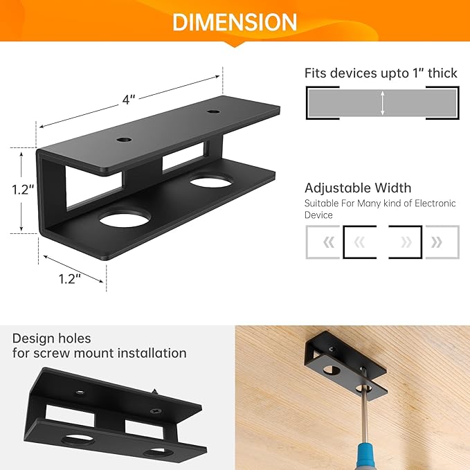 2 Pack Under Desk Laptop Mount with Anti-Scratch Felt Board, Holder Tray, Durable Shelf for Keyboard Storage