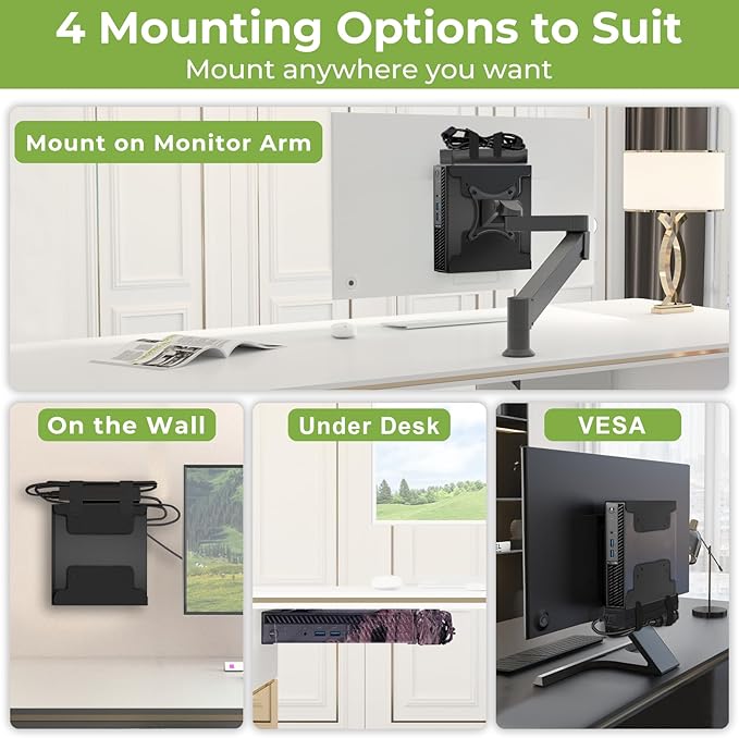 Mini PC VESA Mount for Dell Micro Mount with Mouse Pad, Install on Monitor Arm, for Dell OptiPlex Micro Form Factor Case, for MFF 3040 7080 5070 3000 7060 7090 9020, Wall/VESA/Under Desk