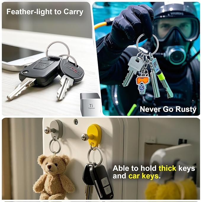 Titanium Key Rings Heavy Duty Side Push Split Key Chain Rings for Key Carabiner Quick Release Keychain