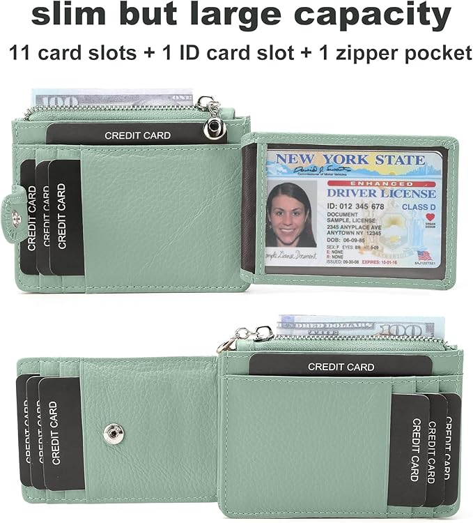 Slim Wallet for Women Genuine Leather Card Holder Thin Womens RFID Blocking Small Wallets