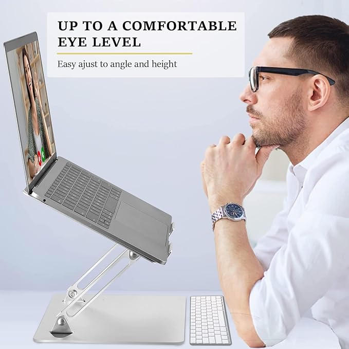 Laptop Stand for Desk, Ergonomic Aluminum Laptop Stand Adjustable Height, Foldable Laptop Riser for 10-17 Inchs Laptop(Black)