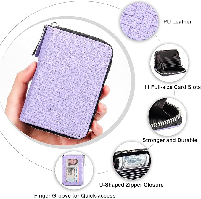 EcoVision Credit Card Holder RFID Card Case Wallet, Small Accordion Zipper Card Case Holder, Card Organizer Case for Women Men