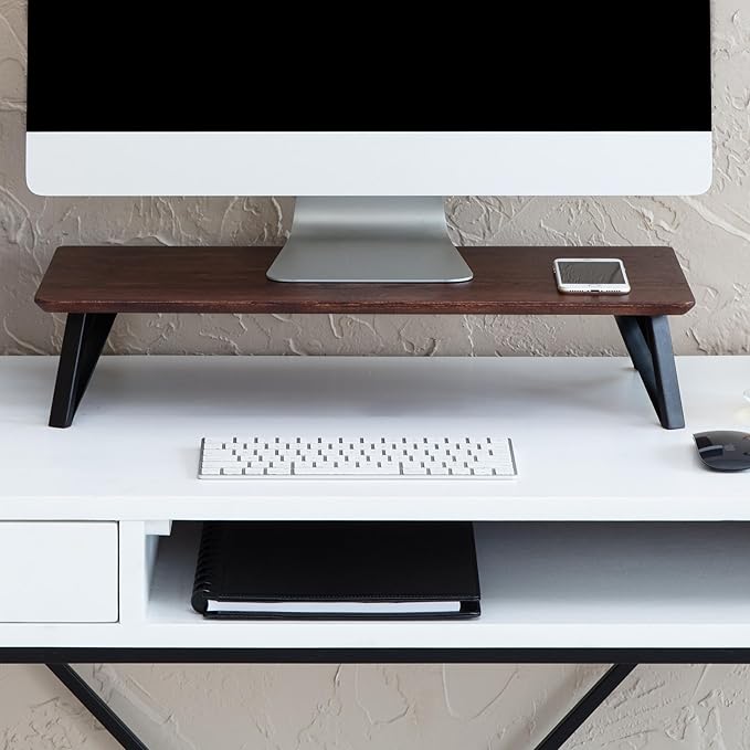 Anji Mountain Monitor Stand - Desktop Organizer & Laptop Riser, Ergonomic Monitor Riser, Space-Saving Monitor Stand for Desk, Durable Construction, Easy Assembly, Ideal for Home & Office,Walnut