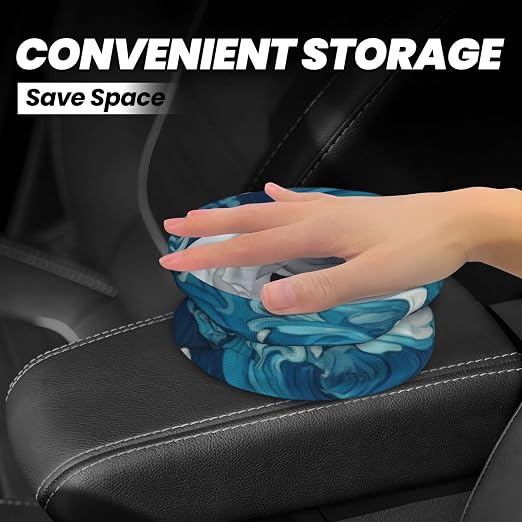 Small Car Trash Can, Ocean Waves Design Hanging Foldable Car Trash Bag, Waterproof Leakproof Garbage Bin, Car Interior Organizer Accessories