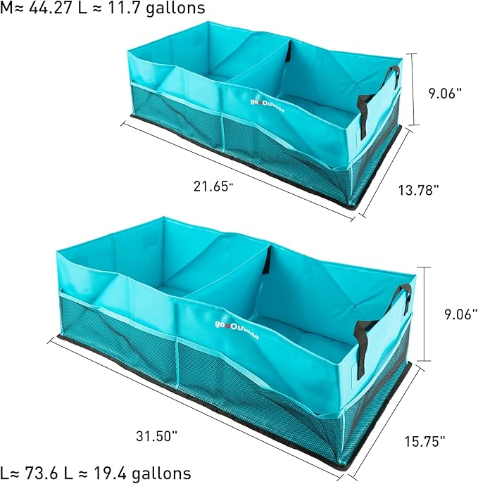 HiMagics Collapsible Waterproof Car Trunk Organizer, Soft PVC Storage Bin with Rugged PVC-Coated Fabric for SUV & Truck (Aqua Blue, PLUS)