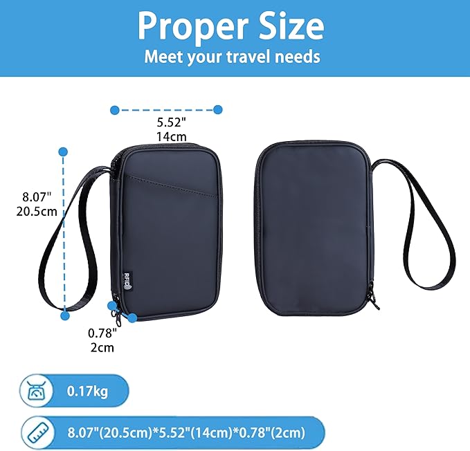 family passport holder for 4 multiple passport bag passport wallet for travel passport cover rfid blocking for women waterproof wallet with zipper passport case for men (solid black)