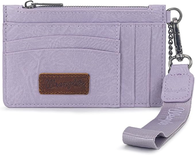 Montana West X Wrangler RFID Card Holder Small Credit Card Holder for Women Card & ID Cases Slim Wallet Cards Holders with Keychain Wristlet Strap