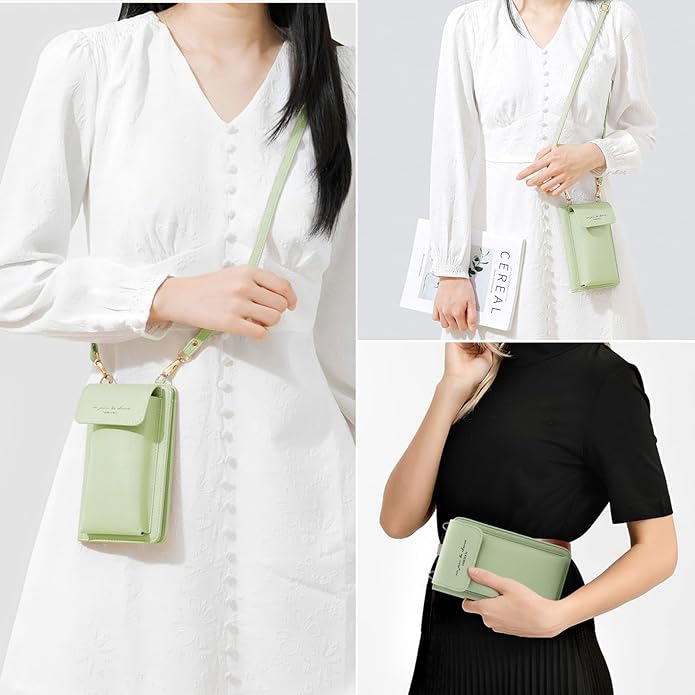 DOB SECHS Leather Passport Wallet Crossbody Phone Bag, RFID Blocking Passport Holder Credit Cards Case for Women