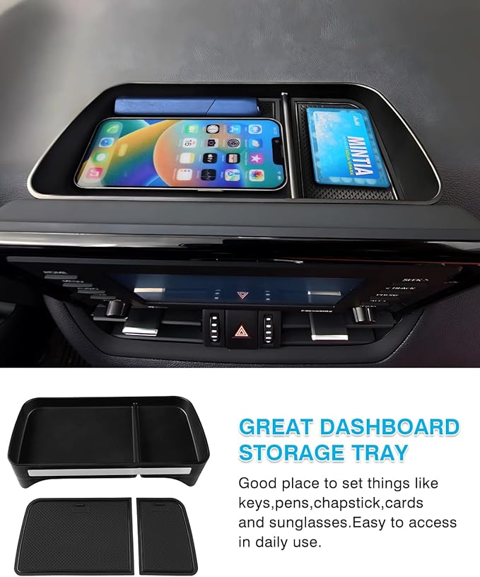 Karltys Dashboard Center Console Organizer, Behind Screen Storage Box for Phones Keys Sunglass Card, RAV4 Dash Organizer Non-Slip Liners for Toyota RAV4 2019-2025 Accessories (NO for RAV4 Limited)