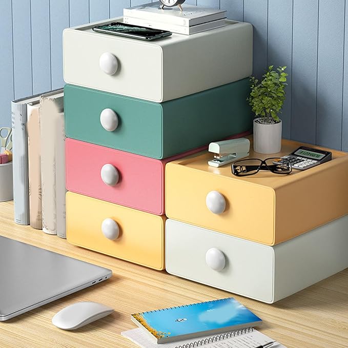 Desk Drawer Organizers, Multifunctional Large Capacity Desktop Storage Box Desk Storage Drawer For Home Office (Tangerine Red)