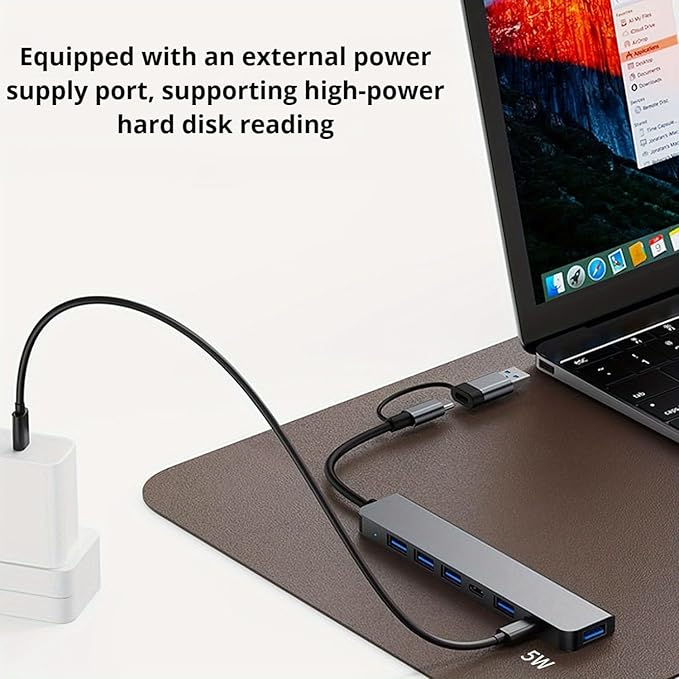 USB C Hub 7 in 1 Multiport Adapter, with USB 3.0, USB 2.0 Type-C Data PD Charging Ports for Laptop, PC, Desktop and Other Type C Devices