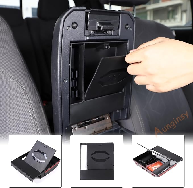 Upgrade Armrest Hidden Storage Box Compatible with Toyota Tacoma 2016-2023 Center Console Handrail Privacy Storage Box Organizer Tray Armrest Storage Box Container Insert Pallet Manager Accessories