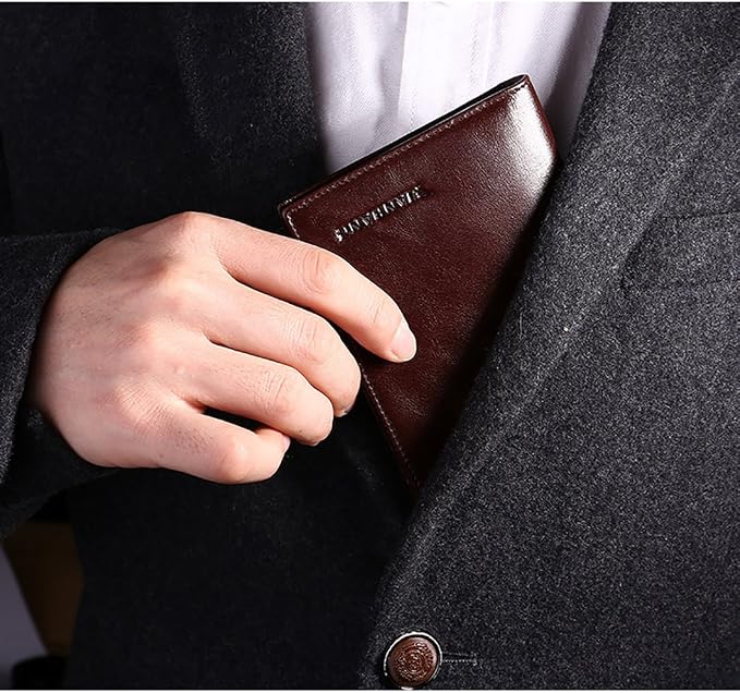 Genuine Italian Leather Handbag Organizer Card Case Long Bifold Wallet