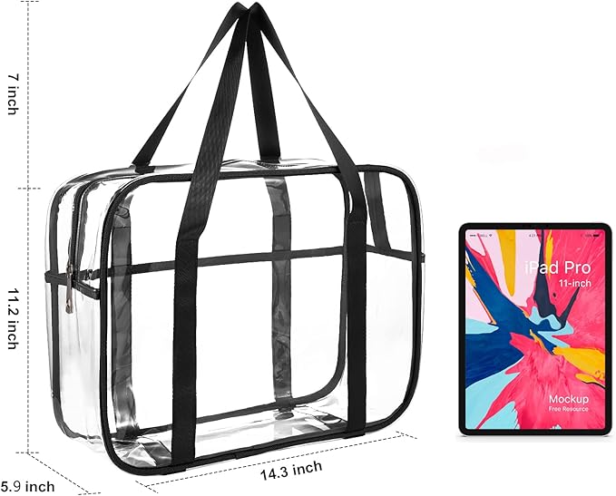 ONEGenug Clear Toiletry Bag Thick Transparent Cosmetic Bag Waterproof Makeup Artist Large Bag Diaper Case Luggage Organizer Storage Easy Clean Large