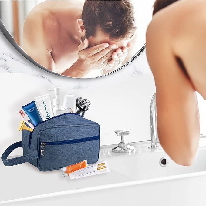 Toiletry Bag, Large Capacity Travel Bag for Toiletries, Waterproof Oxford Fabric Toiletry Organizer for Travel, Business Trips and Daily Use, Travel Essentials for Men or Women (Navy Blue)