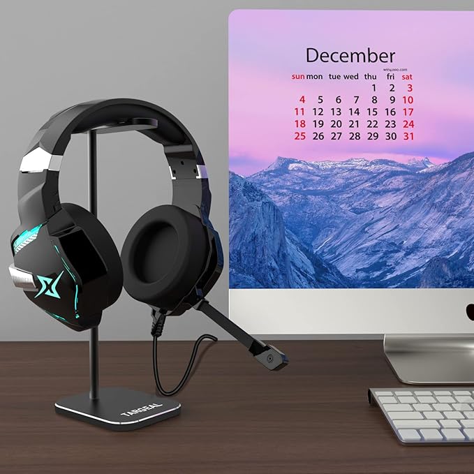Headphone Stand - Aluminum Gaming Headset Holder for Desk - Computer Game Hardware and Accessories - Gamer Storage Gifts for Men - Black