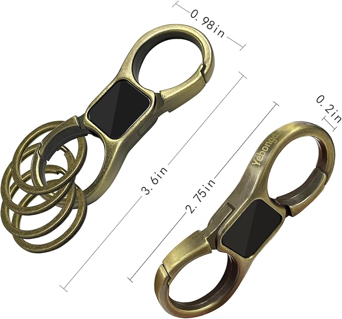 Key Chain Quick Release Spring 2 Pack with 4 Key Rings Heavy Duty Keychain Organizer for Men and Women
