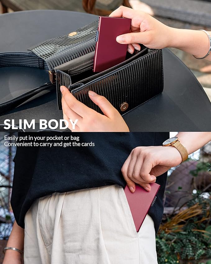 VULKIT Minimalist Credit Card Holder Pop Up Cards RFID Protection Slim Metal Wallet