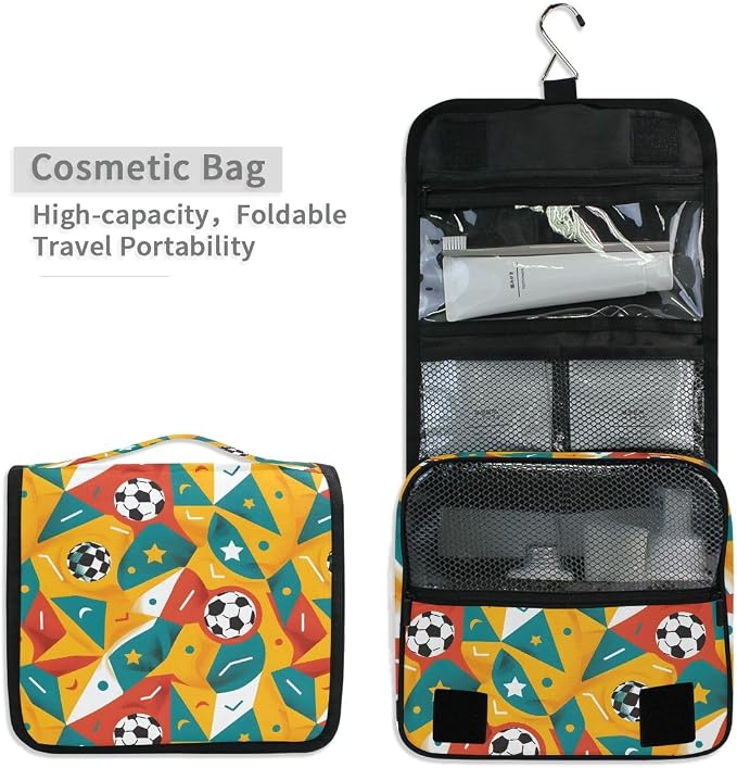 senya Hanging Travel Toiletry Bag Playing Football Kit Makeup Case Cosmetics Organizer for Men Women