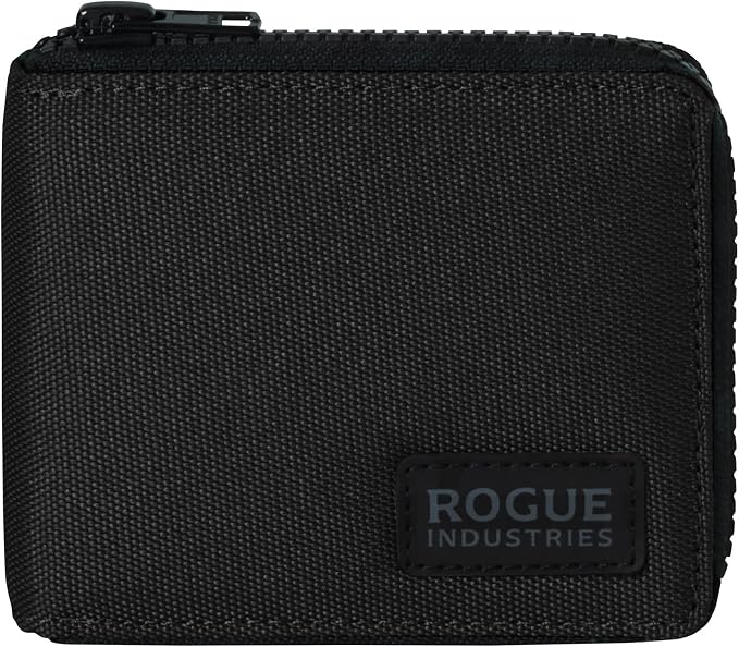 ROGUE WALLET Interior Genuine Leather Wallets for Men - RFID Blocking Robust Outer Nylon Wallets - Full Cash Slot and Expandable Coin Pouch - Gift for Men (Black)