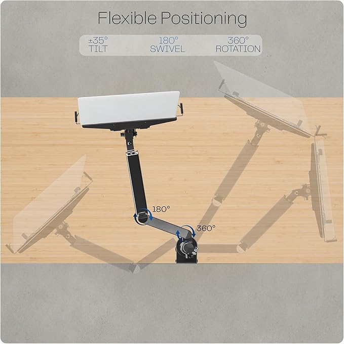 VIVO Universal Adjustable 10 to 15.6 inch Laptop Mount for Desk, Single Tension Arm VESA Notebook Stand with C-clamp and Grommet Options, Black, STAND-V101L