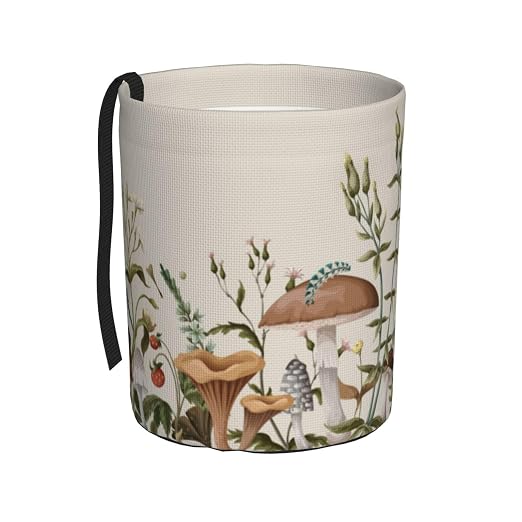Small Car Trash Can, Mushroom Plants Design Hanging Foldable Car Trash Bag, Waterproof Leakproof Garbage Bin, Car Interior Organizer Accessories