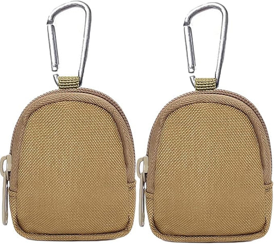 2 Pack Tactical Coin Purse - Military Pocket Keychain Pouch as Mini Tool Organizer Coin Car Key Waist Case Earphone Pack Backpack Accessory Pouch (Khaki-2pcs)