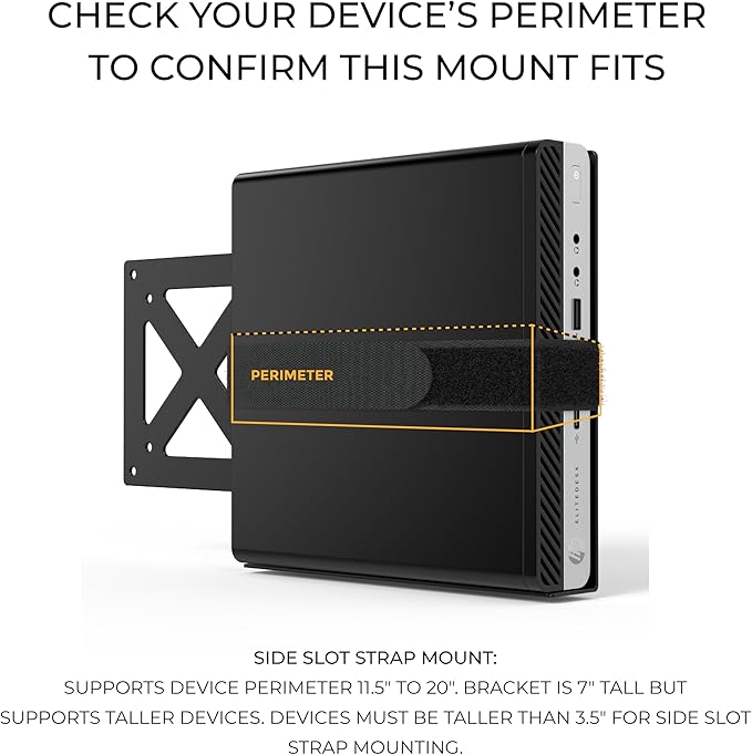 HumanCentric Universal Small Device VESA Mount for VESA Arms, Adjustable Strap Mount for Small Computers and Other Electronic Devices, Mounts On The Back of a Computer Monitor Using VESA Arm