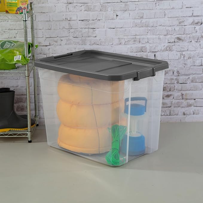 STERILITE 108 QT. Clear Stacker Storage Container Tote with Latching LID 4-Pack 4 X 1