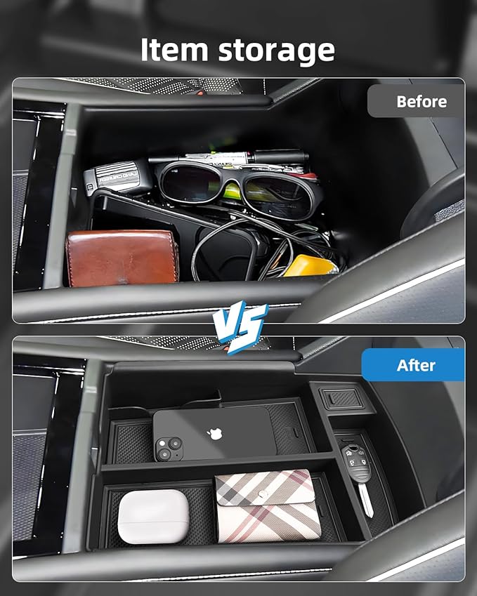 Center Console Organizer for 2025 2024 VW Atlas/Atlas Cross Sport, ABS Armrest Storage Box, Middle Console Tray Organize, Armrest Insert Container Pallet