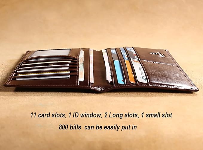 Genuine Italian Leather Handbag Organizer Card Case Long Bifold Wallet