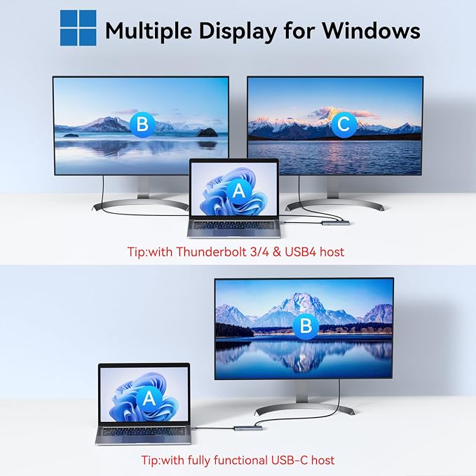 LIONWEI USB C Splitter Dual Monitors for MacBook Pro, 2USB-C Video Output 4K@60Hz, 10Gbps Data Transfer, 100W PD Charging, Dual Monitor Adapter Dongle for USB C Monitor, Windows, MacBook Pro/Air