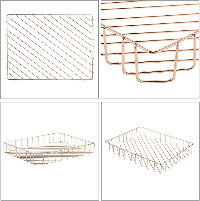 BTSKY Multipurpose A4 File Tray Wire Desk Tray Organizer Elegant Letter Size Desk Documents Trays Magazine Files Storage Basket Organizer Bin for Office Cosmetics Bathroom(Rose Gold)