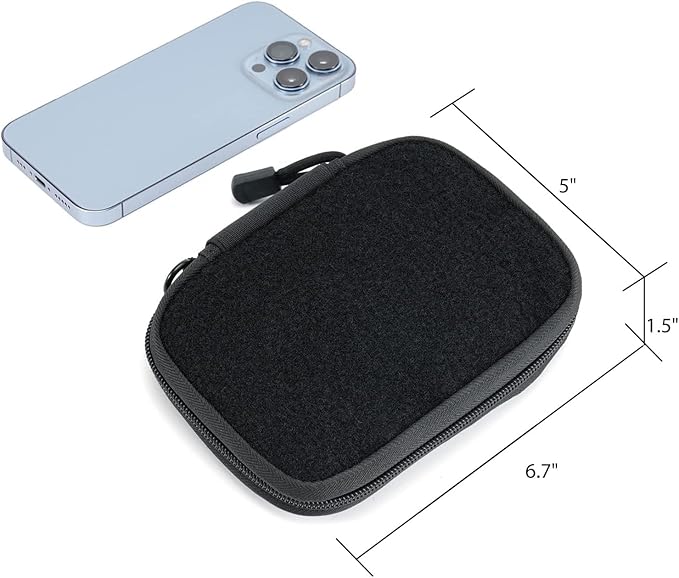 Sayram EDC Pouch Organizer Small Utility Pouch for Multitool, Nylon Tactical Gear Bag with DIY Patch Panel D-Ring, Compact Everyday Carry Pouch for Keys Flashlight Knife