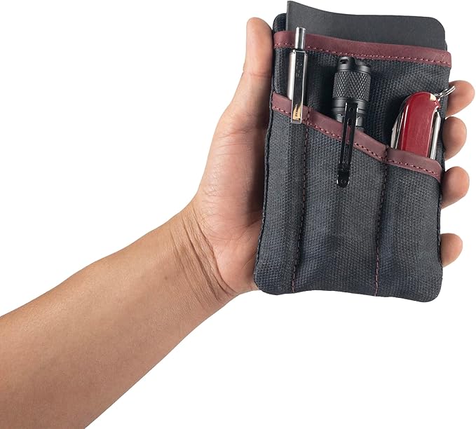 Hide & Drink, Multi-Tool Pocket Pouch, Compact Multipurpose EDC Zippered Bag, Mini Camping Tool Case, Waxed Canvas, Knife Holster, Handmade Slim Organizer